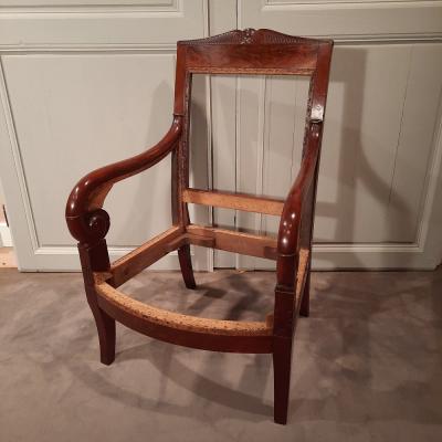 Bergère d’époque Empire en acajou.