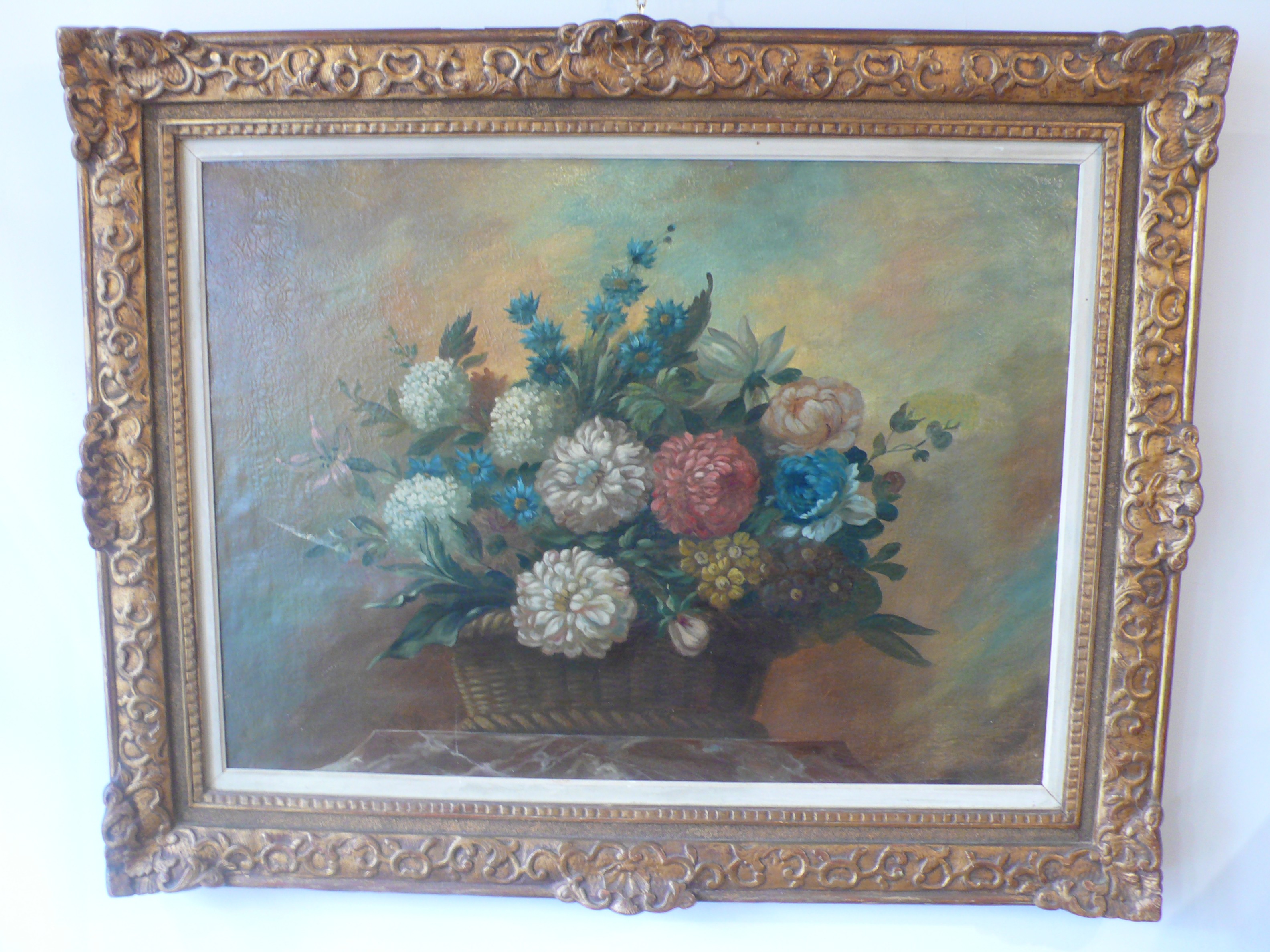 Tableau représentant des fleurs d’époque XIXème siècle.